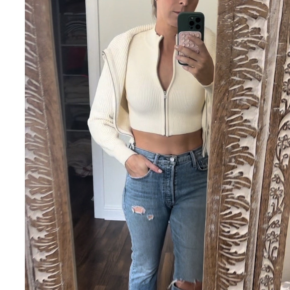 10 Crosby Derek Lam Double Zip Cropped Ribbed Sweater